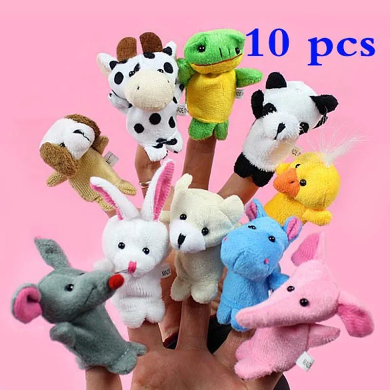 

10Pcs/Lot Cartoon Animal Finger Puppets Plush Toy Lovely Kids Sleep Story Finger Game Puppet Parent-Child Interaction Toy Dolls