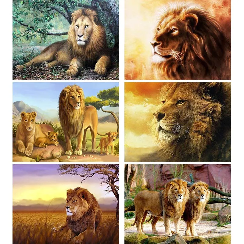 

5D DIY Diamond Painting Prairie Lion Art Full Square Mosaic Cross Stitch Embroidery African Landscape Sale Room Decor Gift O40