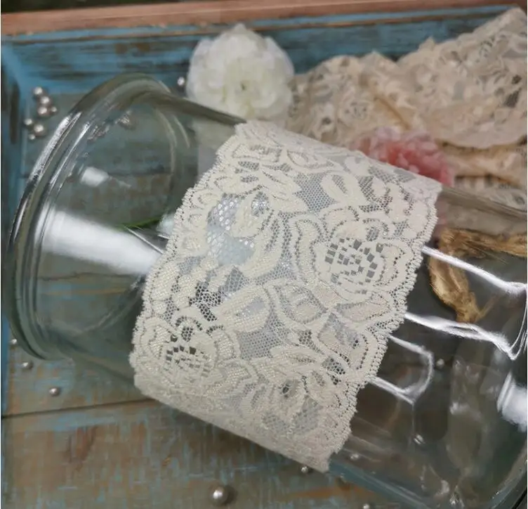 3 ярда розовая абрикосовая цвет слоновой кости морской эластичная кружевная