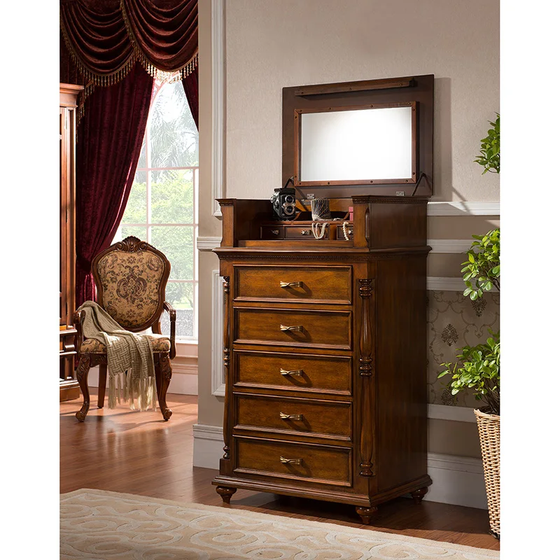 Drawer chest 6 ящиков комода с скрытым зеркалом для туалетный столик в спальню и столик для макияжа WA615 - Цвет: Drawer chest