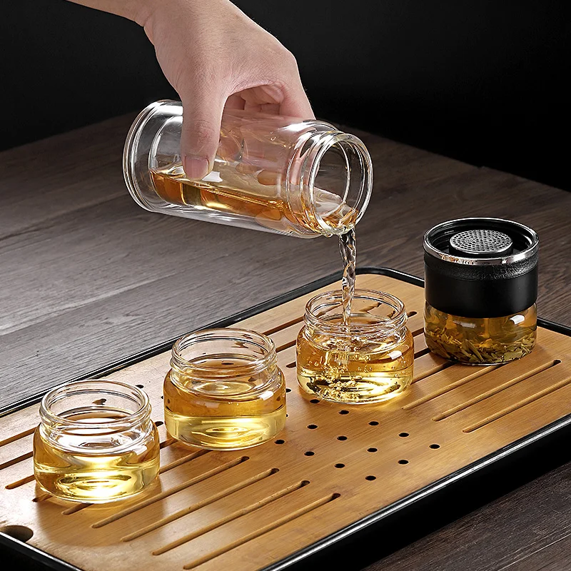 430 мл портативная стеклянная бутылка с двойными стенками чайный инфузер для воды