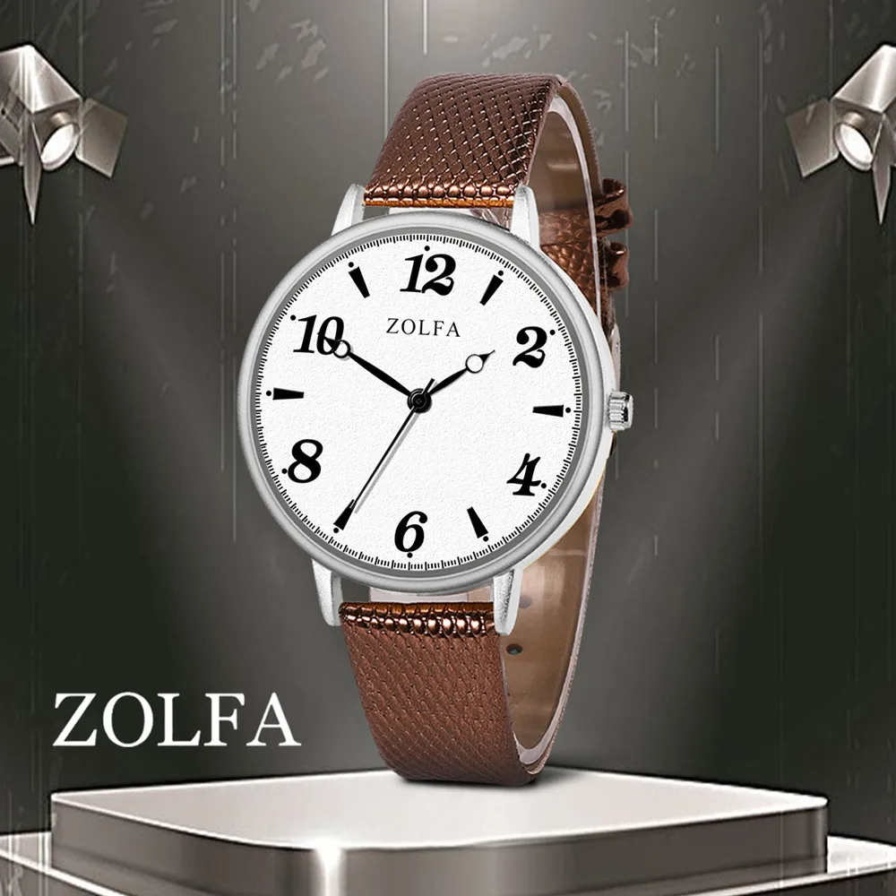 Часы наручные женские кварцевые с кожаным ремешком водонепроницаемые #10 |