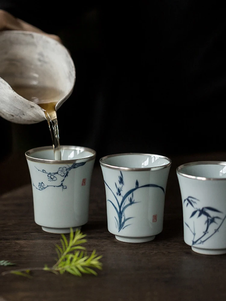 Сине-белая фарфоровая чайная чашка Цзиндэчжэнь выделенная одинарная Kombucha