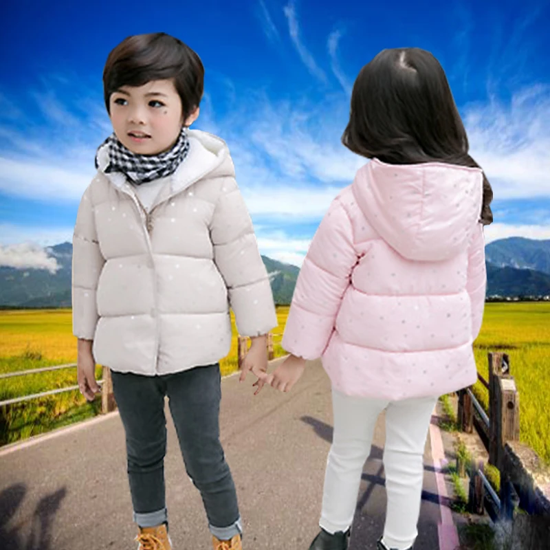 1 5years лет зимнее пальто для девочек и мальчиков хлопковое со звездочками печать