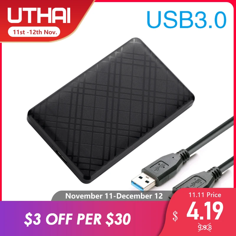 UTHAI T22 2.5" SATA to USB3.0 HDD Enclosure Mobile Hard Drive Case for SSD External Storage HDD Box With USB3.0 Cable ABS