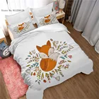 Комплект постельного белья из 23 предметов с изображением мультяшной лисы, комплект с пододеяльником с милыми животными для детей, Комплект постельного белья, односпальное и двуспальное покрывало