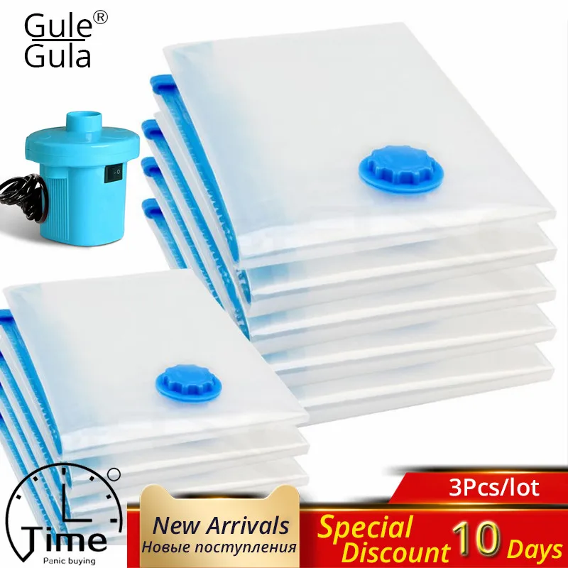 

Vacuum Bags for Clothes Storage Bag with Valve Transparent Border Foldable Compressed Organizer Home Space Saving Seal Packet