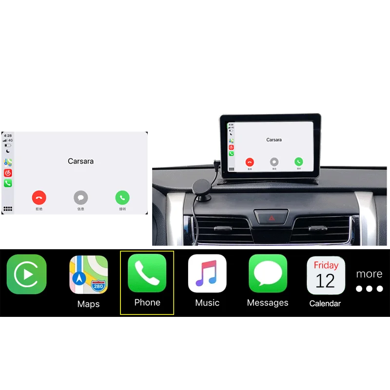 7” Universal Wireless CarPlay Touch Screen Wired Androidauto Display with bt5.0 multimedia navigation system for all cars | Автомобили и