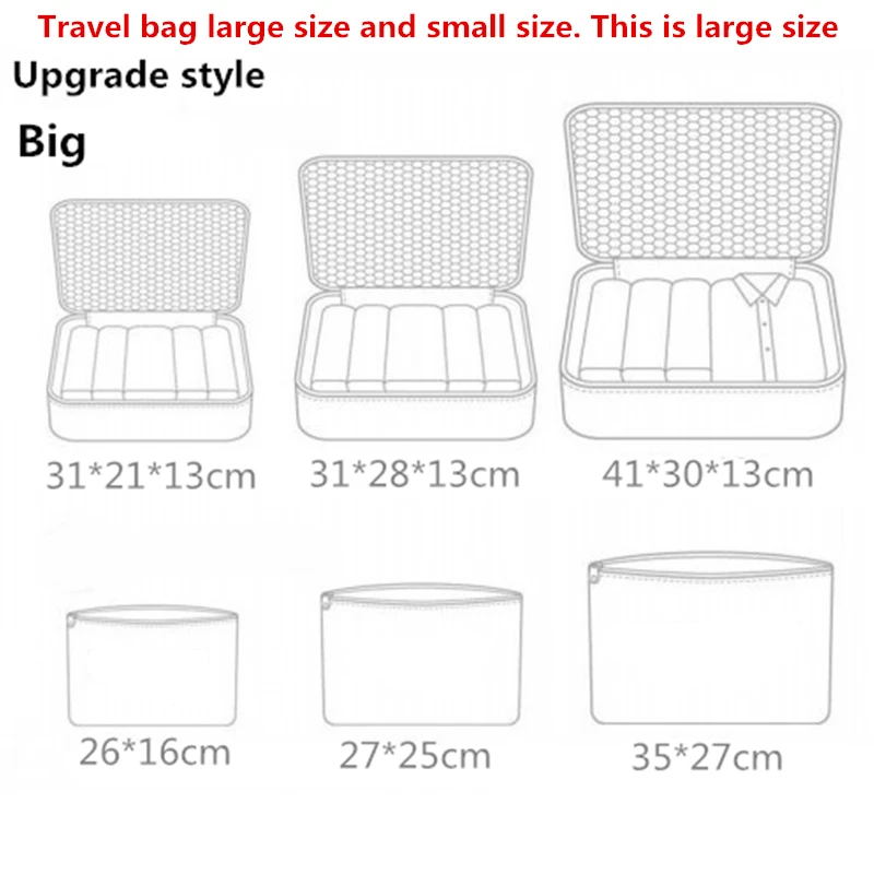 New 6Pcs/set Travel Luggage Storage Bag Suitcase Packing Set Portable Waterproof Clothes Baggage Cube Cases Organizer Bag In Bag