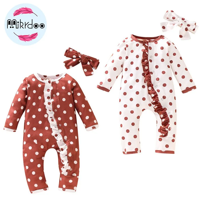 

Princess Baby Girl Romper Newborn Baby Girl Polka Dot Long Sleeve Jumpsuit Autumn Clothes Baby Girl Fall Clothes 2022