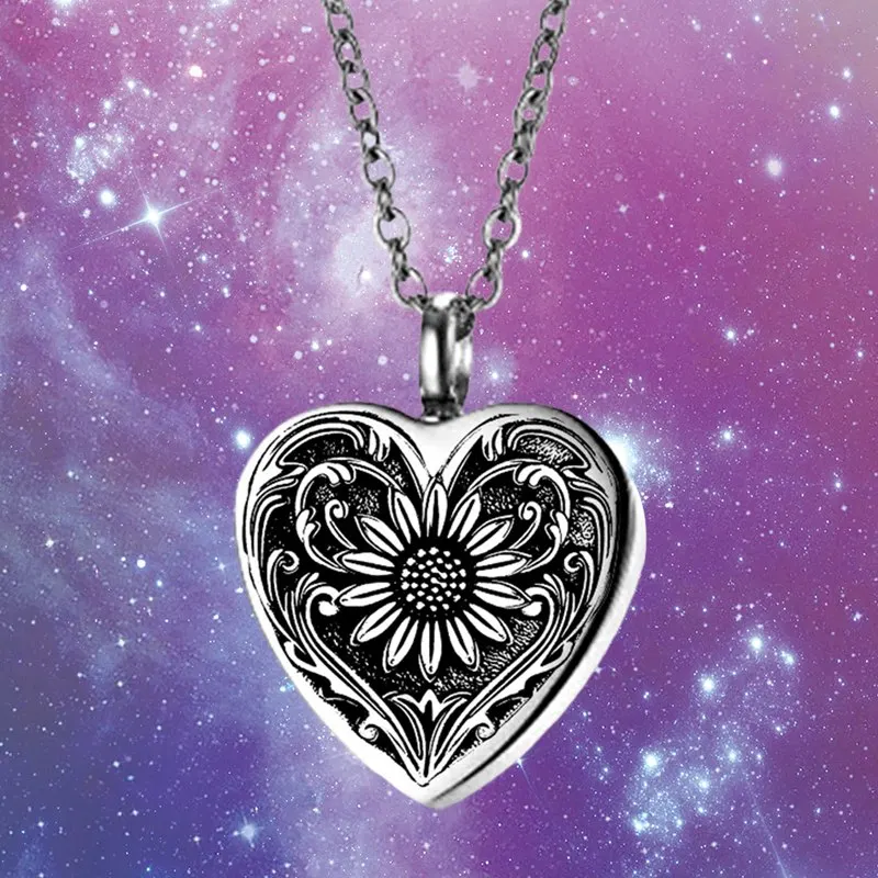 

Cremation Jewelry Pendant Silver Tone Sunflower Cremation Locket Keep Your Loved Ones Ashes Safe Human