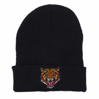 lovely Cartoon tiger logo Winter Hats Casual Beanie For Men Women Fashion Knitted tiger pattern Winter Hat Skullies Hat