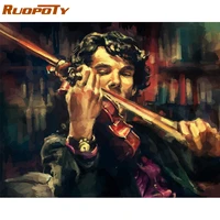 ruopoty frame picture diy painting by numbers play violin canvas by numbers handpainted oil painting home wall arts diy gift
