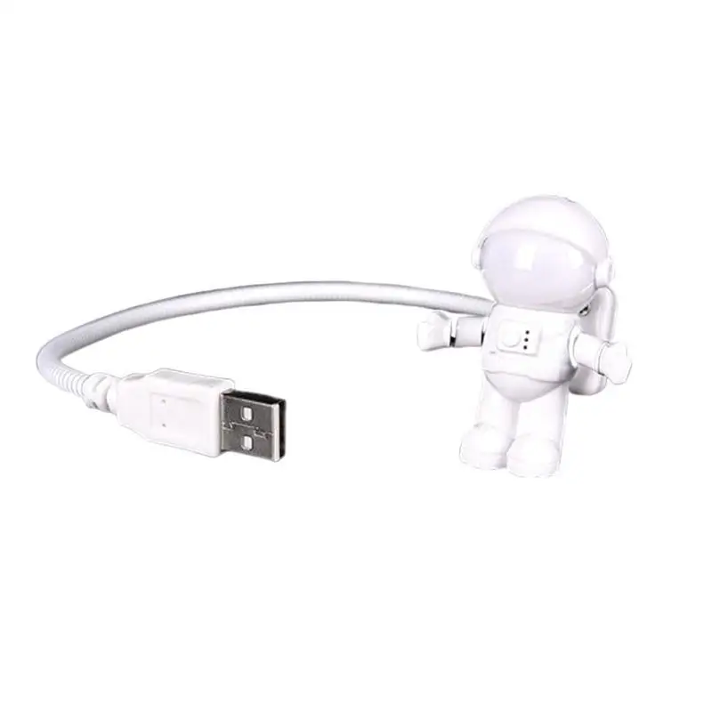 Белый гибкий космонавт астронавт трубка USB СВЕТОДИОДНЫЙ Ночник Лампа для компьютера ноутбук Laptop персональный компьютер для чтения Портативный DC 5V креативный