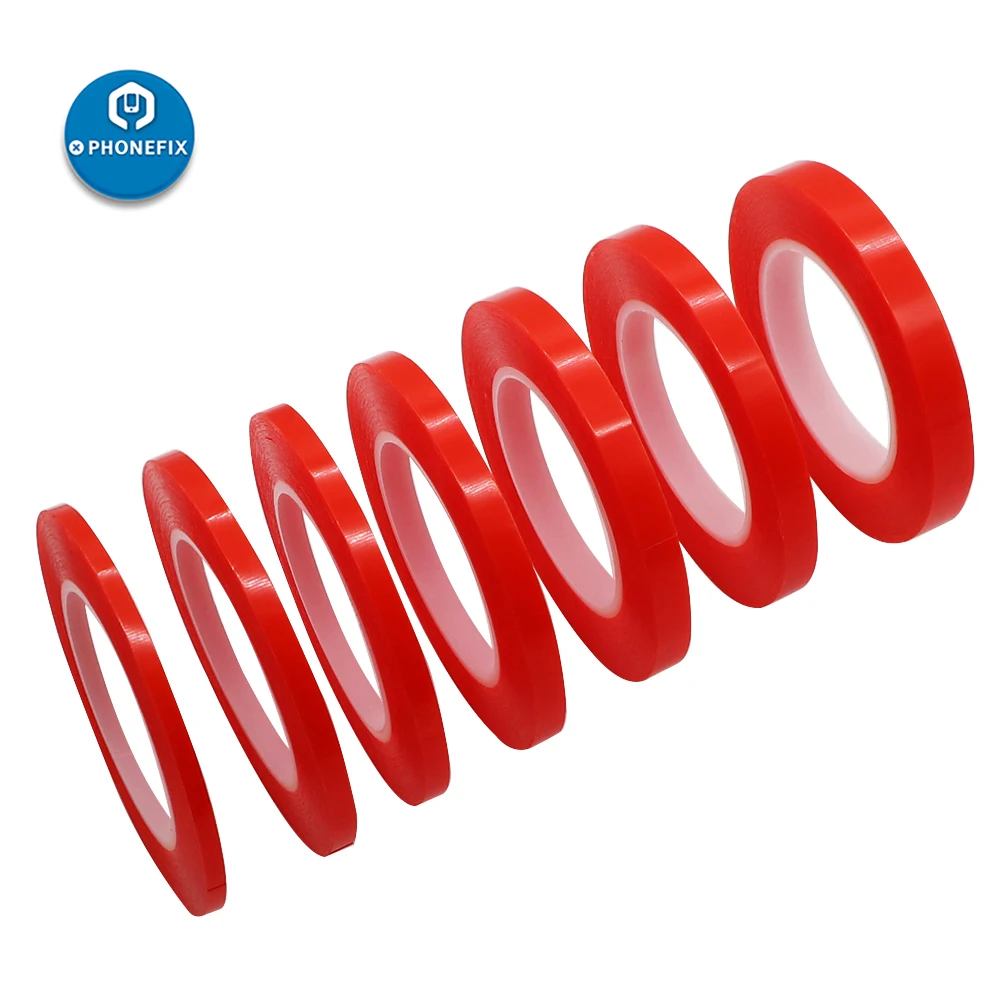 

PHONEFIX 25M Acrylic PET Red Film Double Faced Scotch tape Strong Adhesive Phone Screen Repair Sticker 2mm/4mm/6mm/8mm/10mm