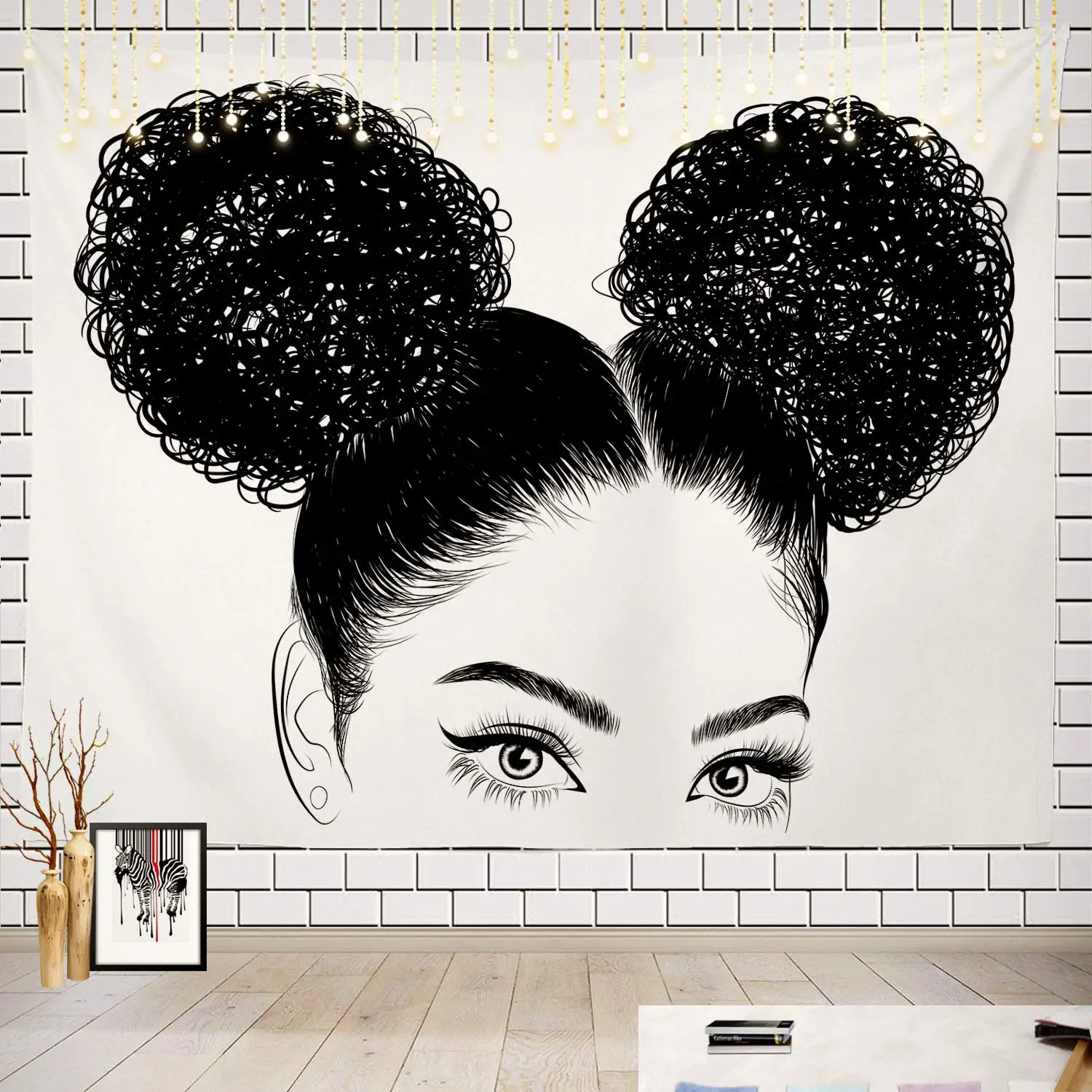 Американская черная женщина с футболкой графическая футболка посетите волосы