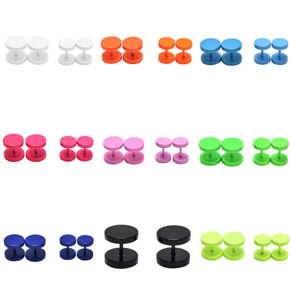 1Pair Fashion Black Silver Stainless Steel Earrings Women Men's Barbell Dumbbell Punk Gothic Stud Earring For Men | Украшения и