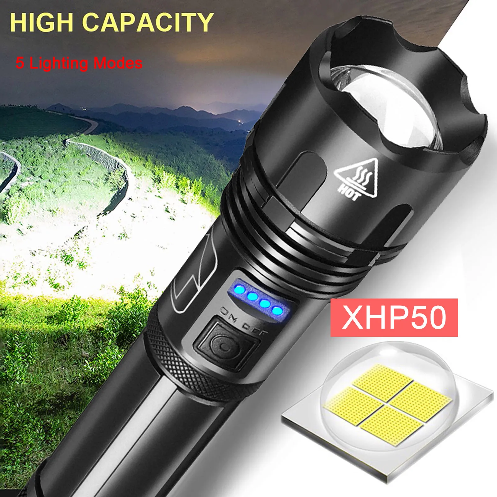 

Drop Shipping Xhp50.2 Most Powerful Flashlight 5 Modes Usb Zoom Led Torch Xhp50 18650 Or 26650 Battery Best Camping, Outdoor