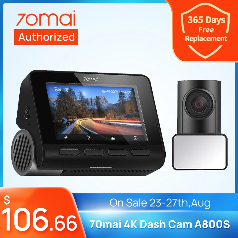 Видеорегистратор 70mai 4K A800S 2021 дюйма не A800 GPS ADAS UHD SONY IMX415 140FOV 24 часовой парковочный