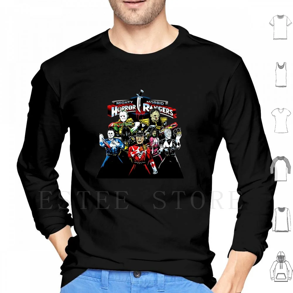 

Might Morbid Horror Rangers Hoodies Long Sleeve Morbid Weird Strange Unusual Black Horror Scary Jason Voorhees Michael