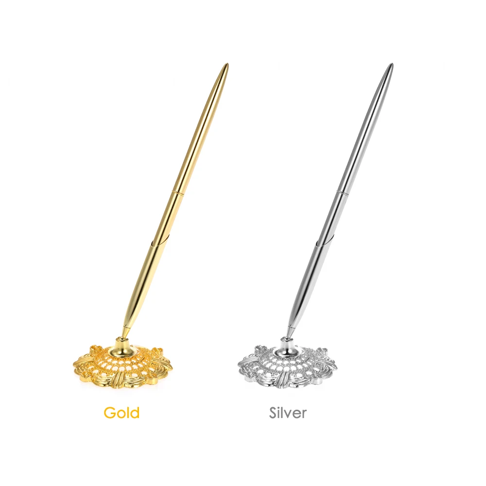 Pen Holder Set Alloy Wedding Guest Signature Hollow Round for Engagement Bridal Shower Necessity | Дом и сад