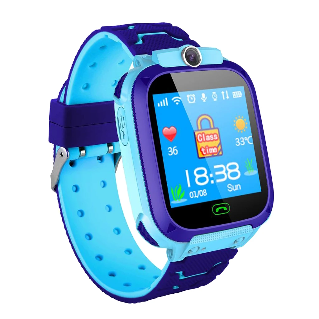 Blue 20mm Детские умные часы для мальчиков и девочек, освещение камеры, SMS, SOS, голосовой чат, Детские умные наручные часы, gps Смарт-часы, трекер с камерой, часы - Цвет: Blue 20mm
