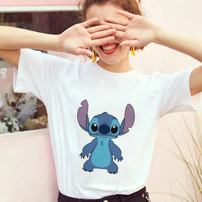 Showtly тематика «Лило и Стич» Harajuku Kawaii футболки для девочек приключенческий комедийный мультфильм женский Vacay режим печатных Повседневное футболка милый