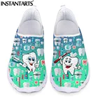 Женские повседневные кроссовки INSTANTARTS, сетчатые туфли на плоской подошве, с забавным мультяшным рисунком зубовдантистов, легкие лоферы