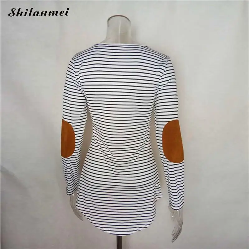

2019 New Striped Tshirt Dress Long Sleeve Autumn Casual Dresses Women Fashion Streetwear Loose Straight Office Dress Vestidos