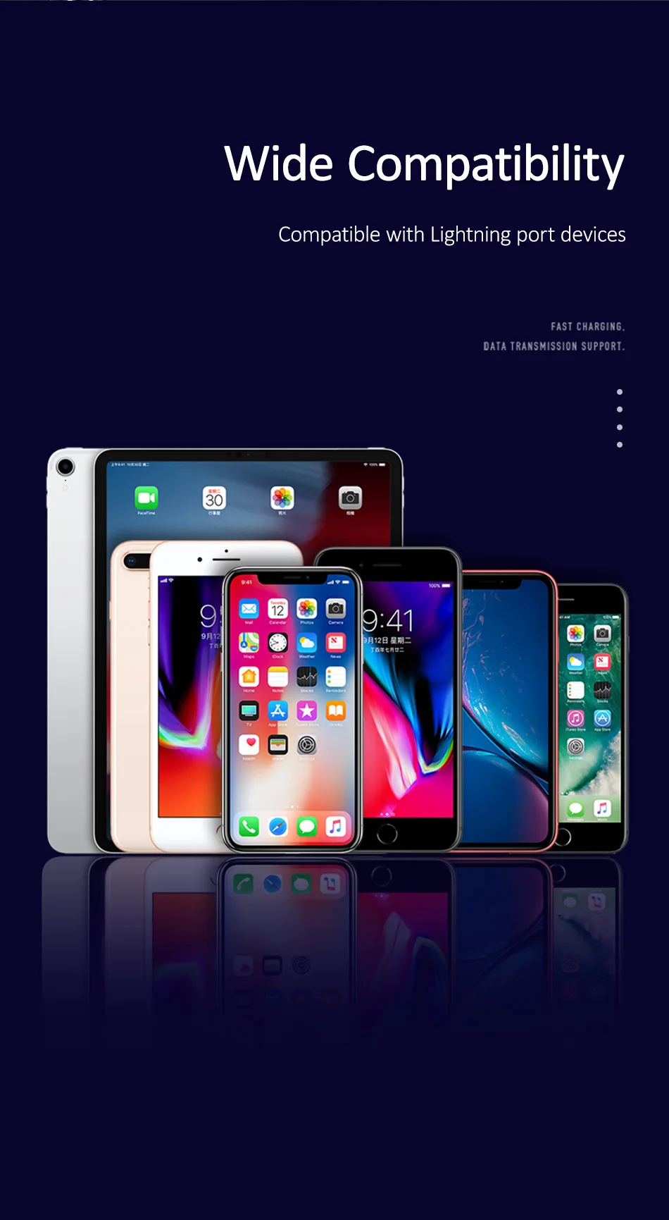 USAMS USB кабель для iPhone Xs Max XR цифровой дисплей Быстрая зарядка данных кабель мобильного телефона для iPhone X 8 7 6 5 iPad провод шнур