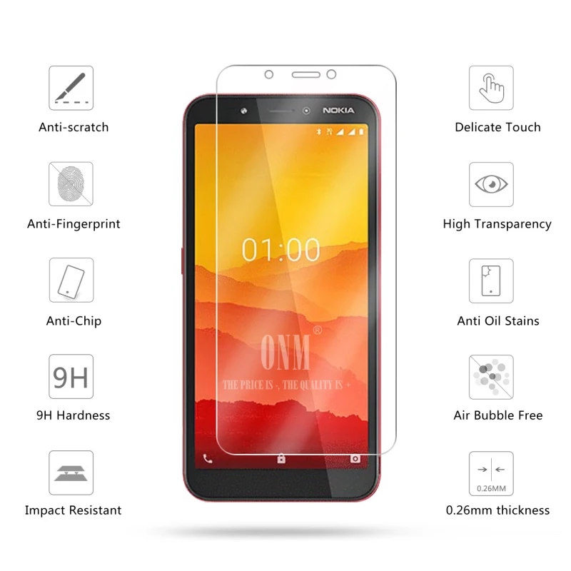 2 шт закаленное стекло для Nokia C1 защита экрана 2.5D 9H Премиум Закаленное Защитная