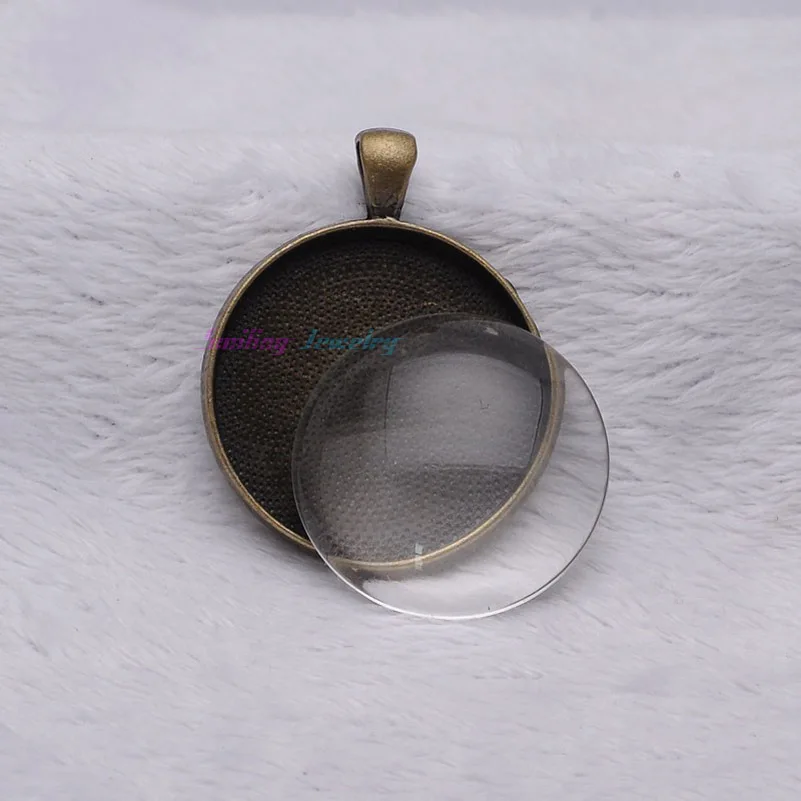 20 шт. прозрачное стекло 30 мм кабошон серебро пустая основа настройки подвесного