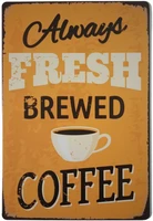 fresh brewed coffee retro vintage tin sign 12 x 8