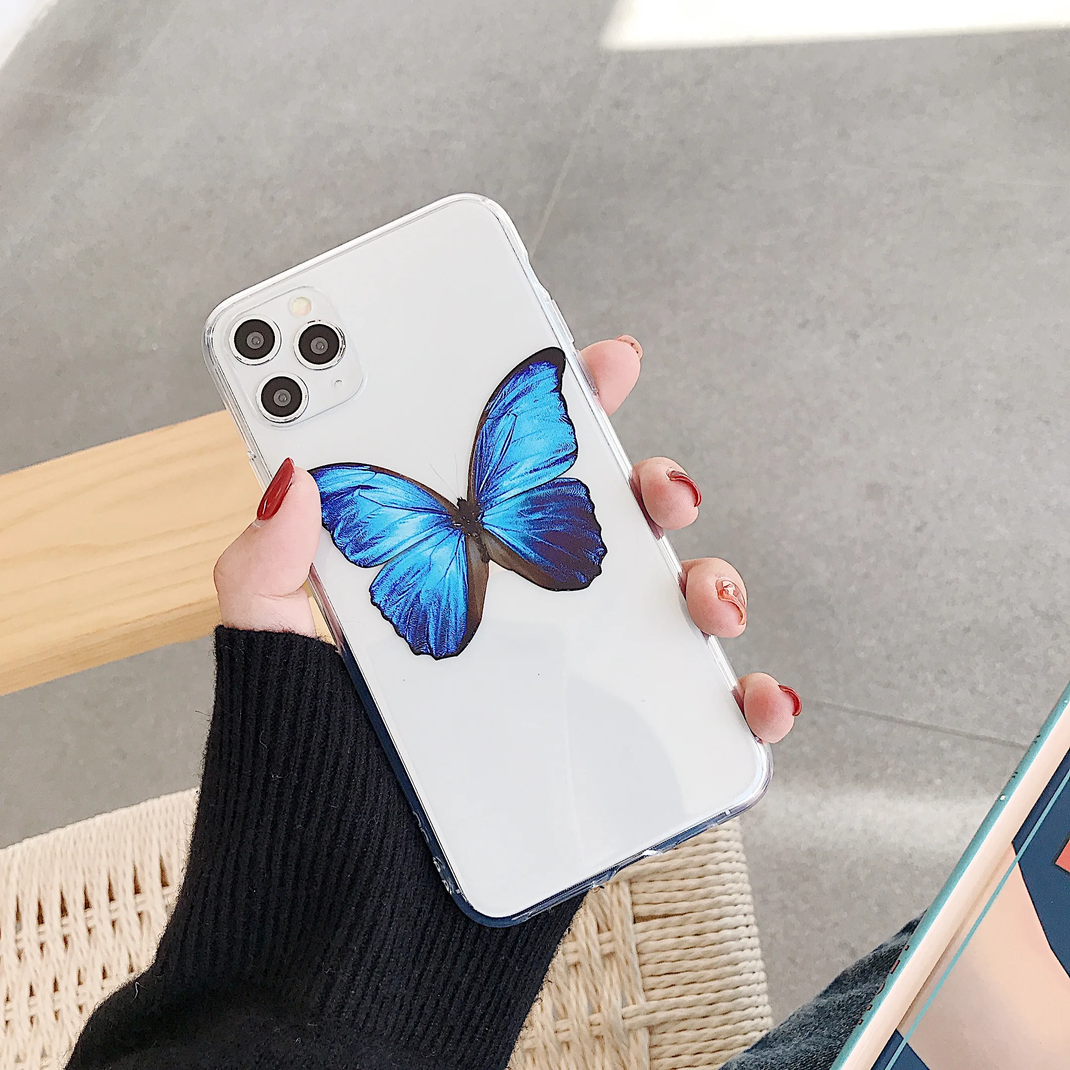 Модный прозрачный чехол для телефона из ТПУ ORYKSZ с бабочкой iPhone 11 Pro Max X 7 8 Plus iphone XR XS