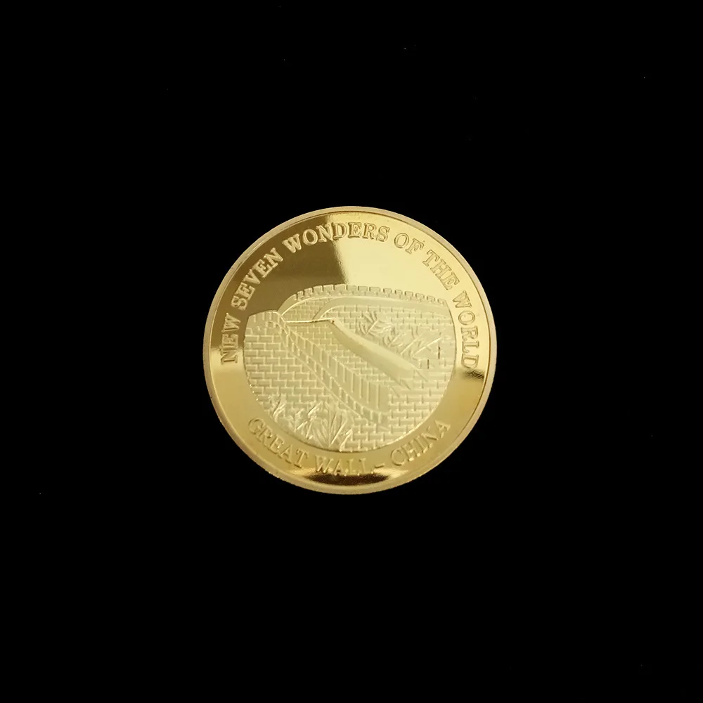 Позолоченная памятная монета Семь чудес мира Великая стена Китая подарки для