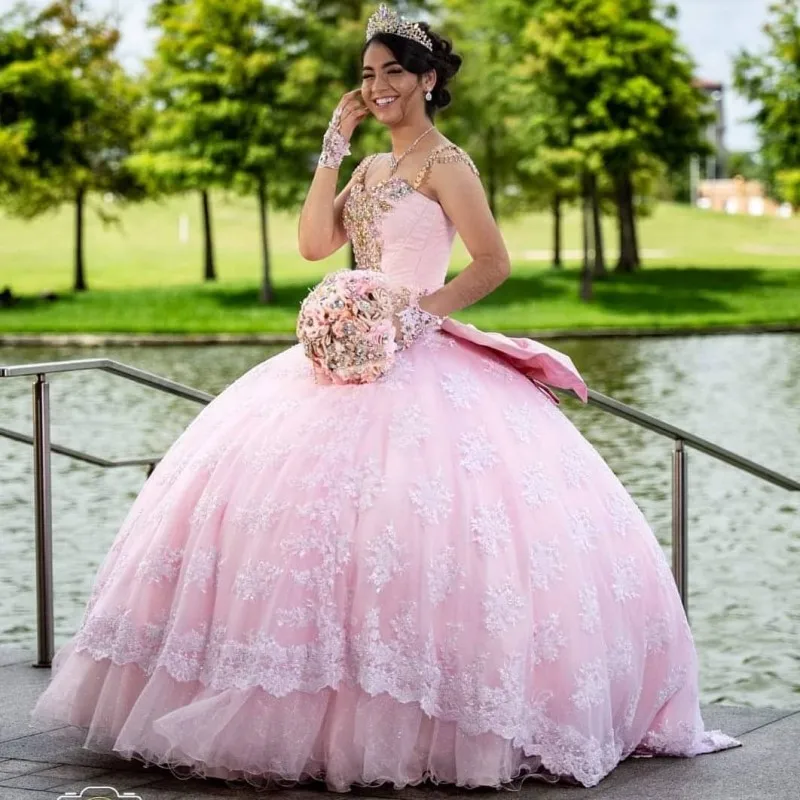 

Новый халат de princesse fille розовый Бальные платья с украшением в виде кристаллов бисера Кружева Аппликация Сладкий 16 платье Свадебные платья 15,