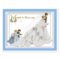 11ct 14ct embroidery cross stitch kit handmade diy two flower girl sweet wedding groom bride married family decoration