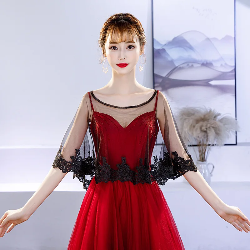 Женская Черная кружевная шаль свадебная накидка черного цвета|Свадебные