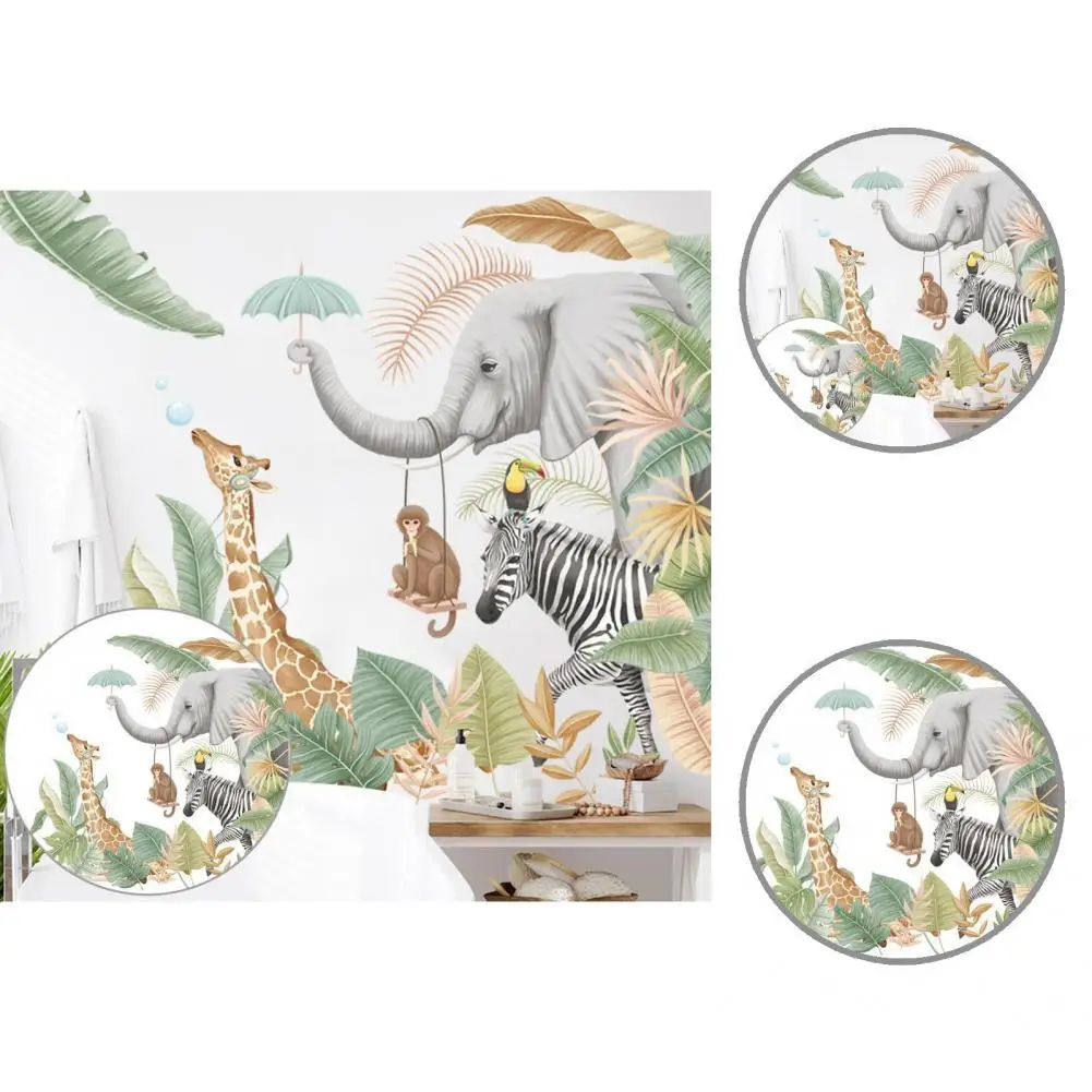 

2Pcs Wall Sticker Cute Vibrant Color Safe Tropical Animals Wall Mural for Living Room Wall Mural Wall Sticker