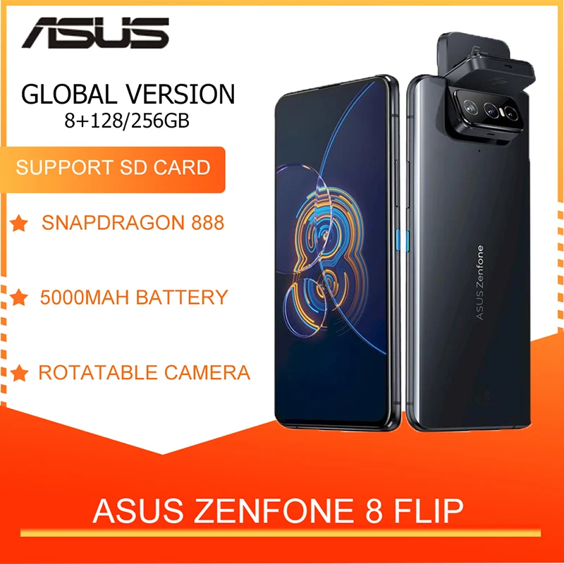 Перейти на Алиэкспресс и купить Оригинальная материнская плата ASUS Zenfone 8 флип-глобальная версия Snapdragon 888 8 Гб Оперативная память 128/256 ГБ Встроенная память 6,67 ''5000 мАч NFC Android OTA ...