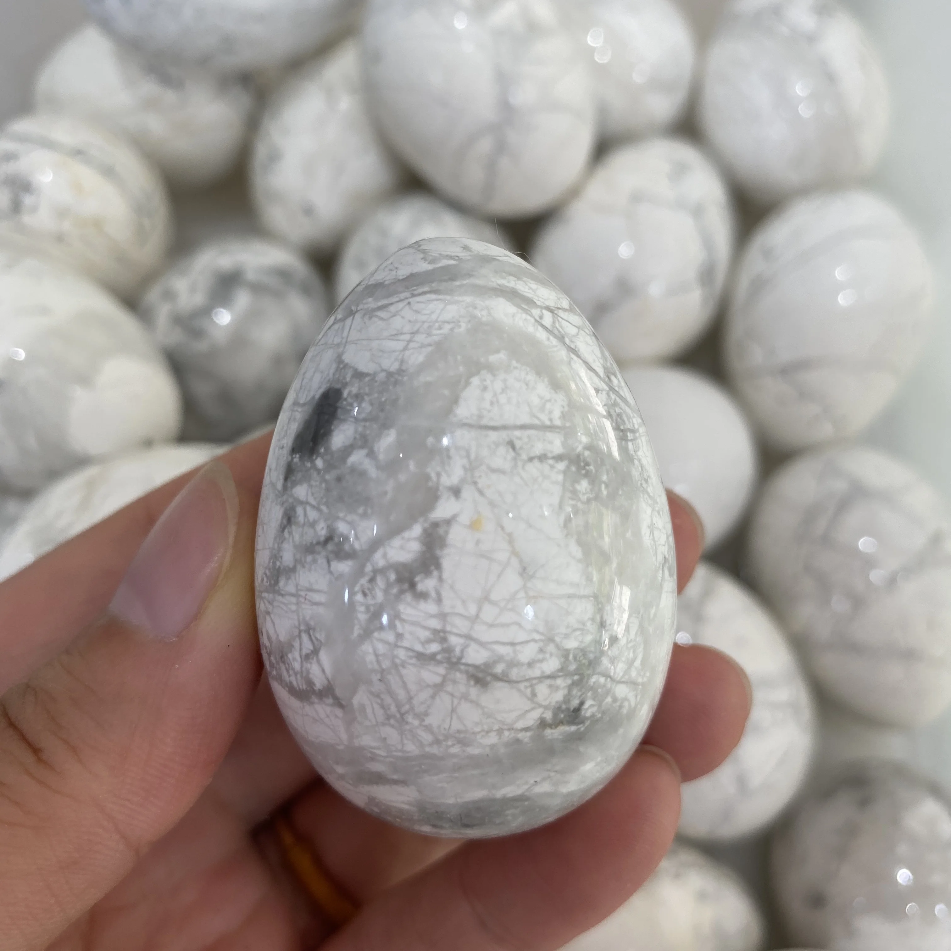 Натуральное белое бирюзовое кварцевое яйцо Magic лечебная Сфера драгоценный