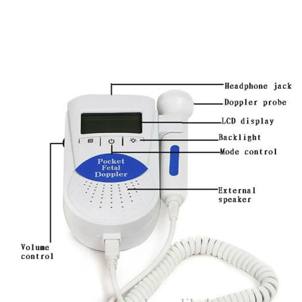 

Convenient LCD Display Baby LCD Ultrasonic Detector Fetal Doppler Prenatal Heart Rate Heartbeat Monitor
