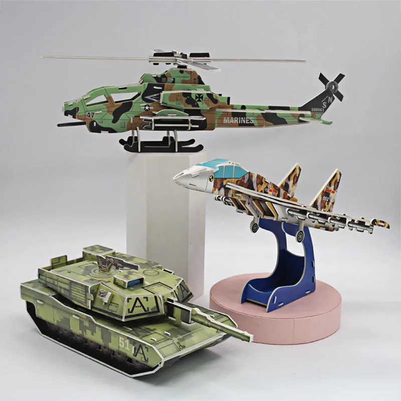 

3D Бумажная Головоломка «сделай сам», Военная серия, самолет, танк, оружие, набор моделей, креативные собранные Обучающие игрушки, подарки дл...