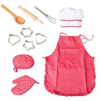 11pcsset children junior apron chef hat pocket suit kids cooking drink food tool family kitchen accessories