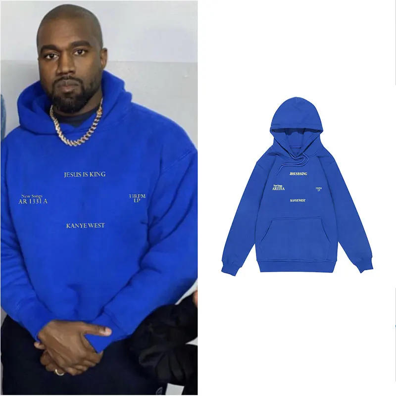 Винтажная толстовка с капюшоном принтом Иисуса Кинг Канье Уэста мужская и