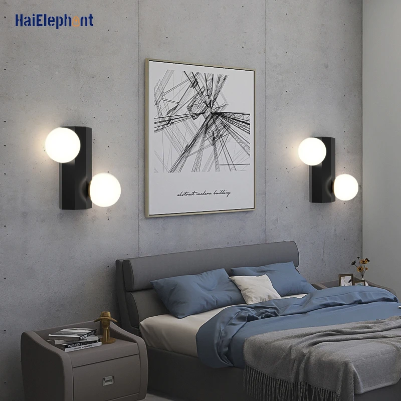 

Современные креативные Настенные светильники черного золота для спальни, прикроватного коридора, светодиодный светодиодного деко, милые светильники, 90-260 В переменного тока