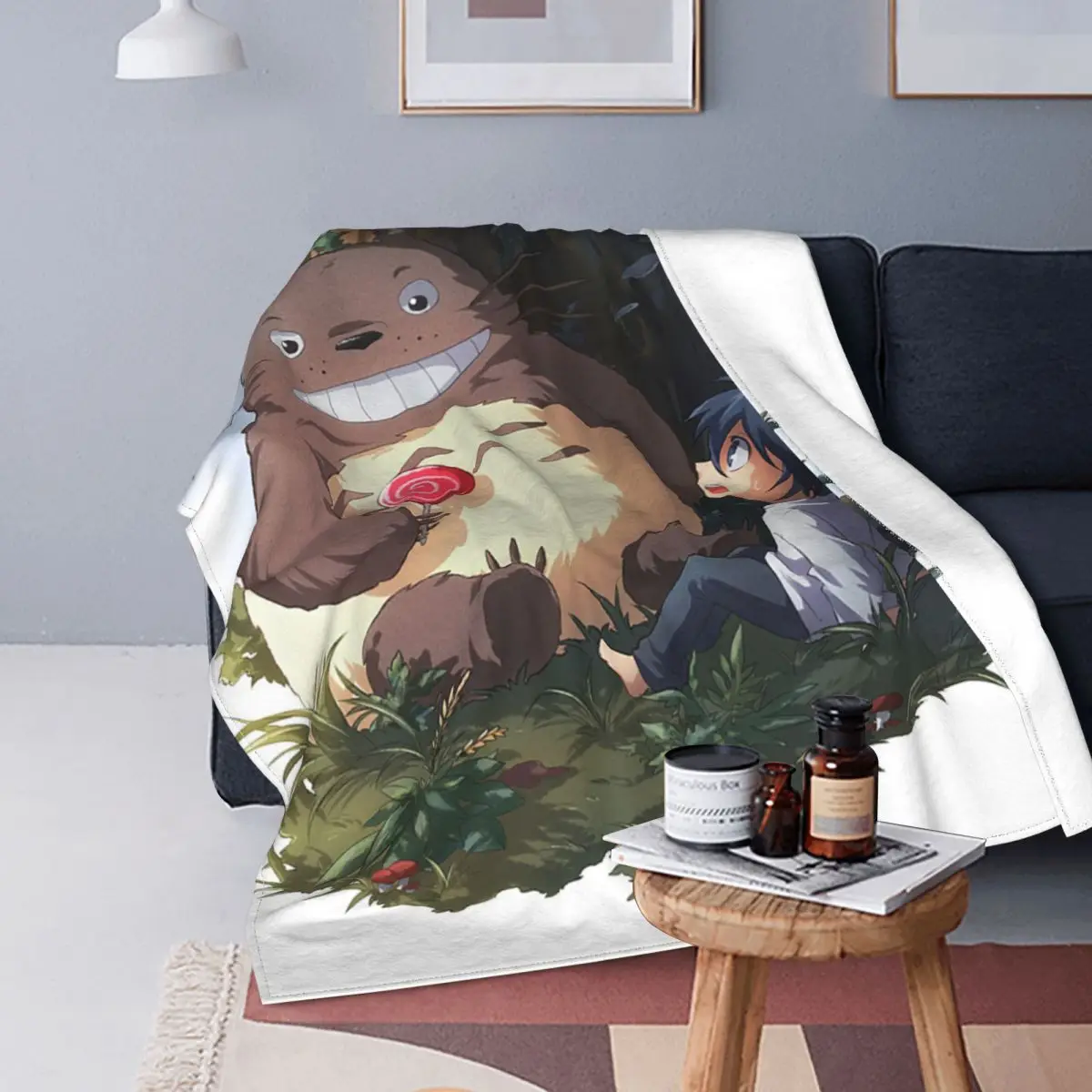 

Anime Satsuki Miyazaki Hayao Fleece Blankets My Neighbor Totoro Creative Throw Blankets for Home Hotel Sofa 150*125cm Bedspread