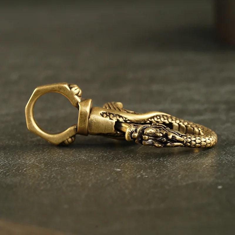 Vinatge медный брелок с головой дракона Зодиак животное дракон брелоки кулоны