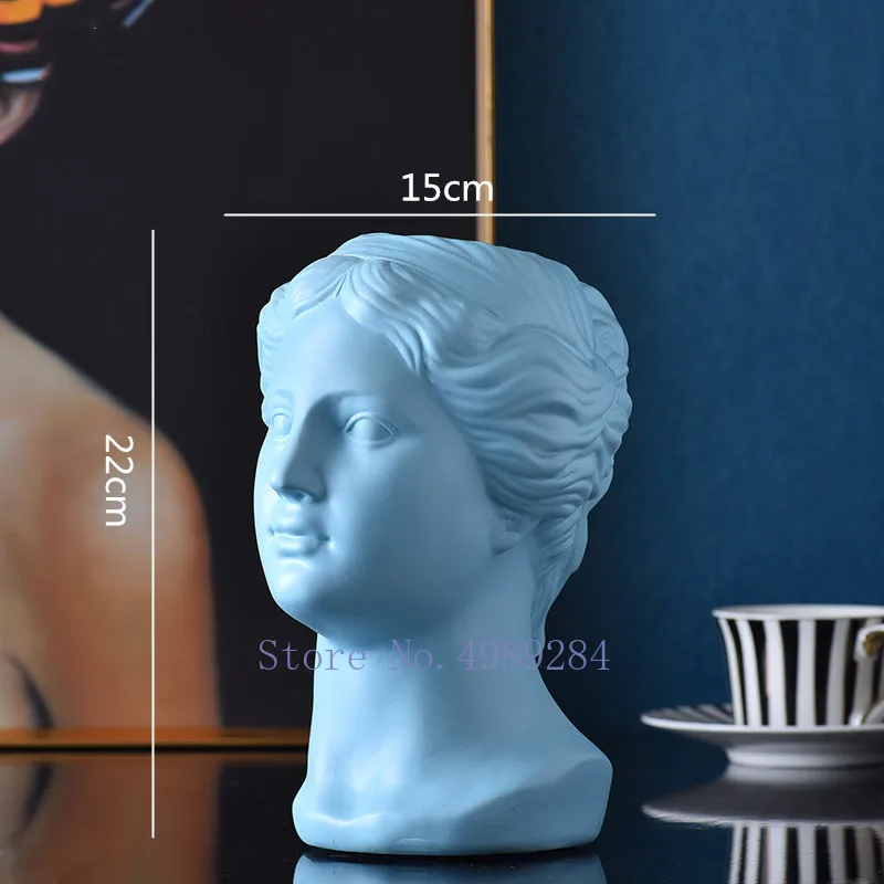 Nordic Творческий смолы ваза человека ваза, украшенная головом Venus современный домашний Цветочная композиция аксессуары шестиугольная ваза, домашний декор