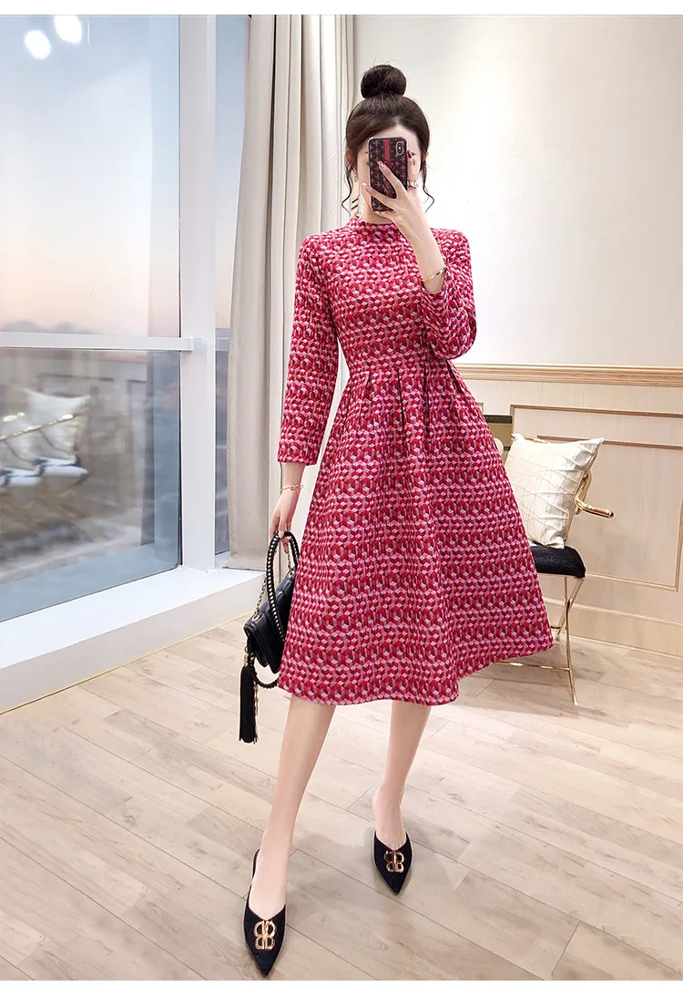 Tingfly винтажные элегантные жаккардовые трапециевидные платья женские модные